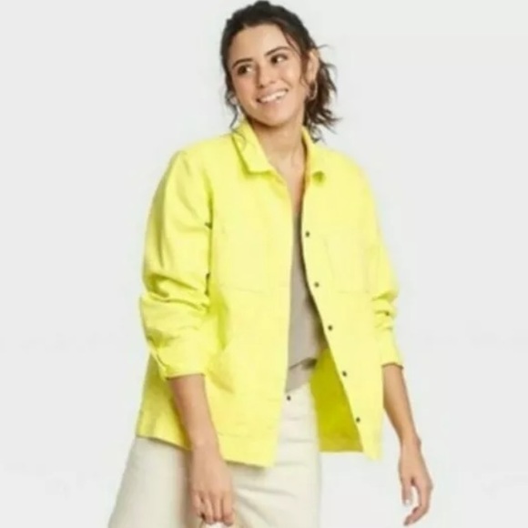 Sleeve Chore Denim Jacket Yellow 
